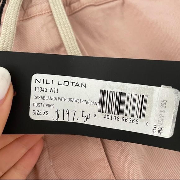Nili Lotan Casablanca High Waist Crop Drawstring Pants in Dusty Pink - Picture 9 of 11
